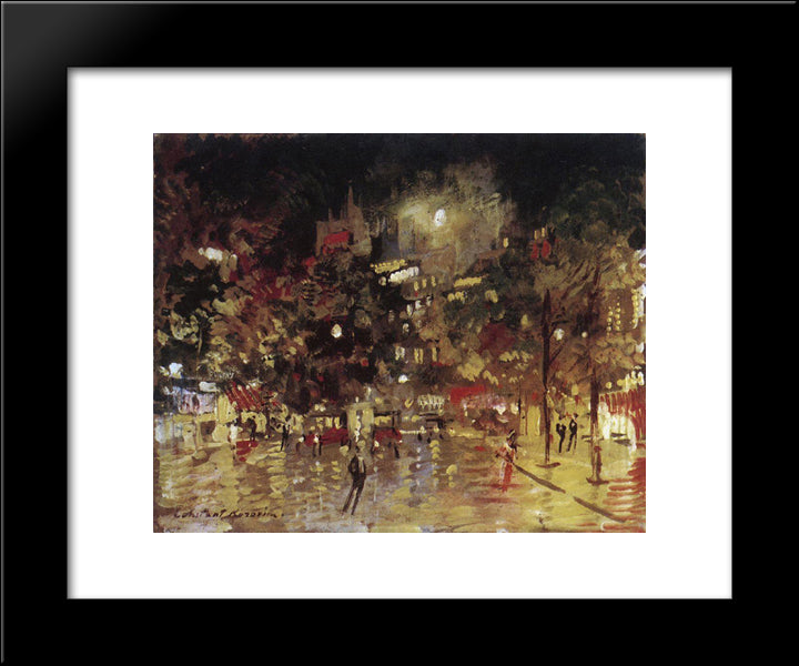 Paris By Night 20x24 Black Modern Wood Framed Art Print Poster by Korovin, Konstantin