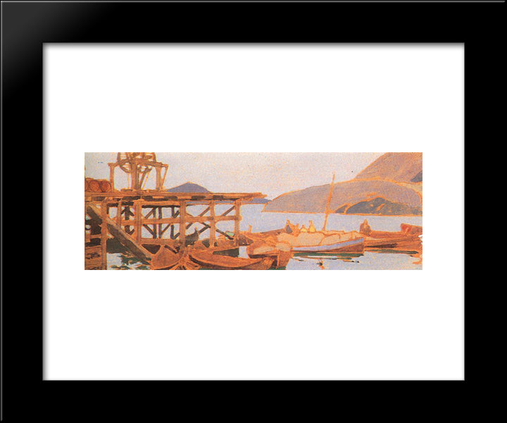 Pier At The Factory In Murmansk 20x24 Black Modern Wood Framed Art Print Poster by Korovin, Konstantin