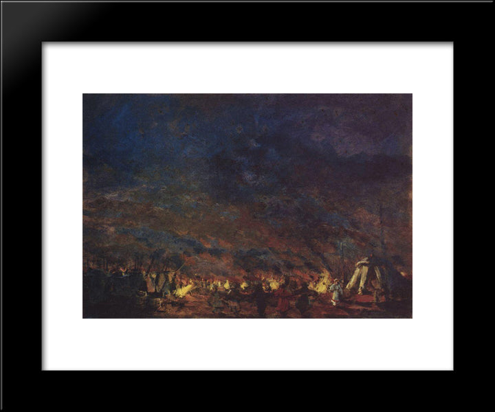Polovtsian Camp 20x24 Black Modern Wood Framed Art Print Poster by Korovin, Konstantin