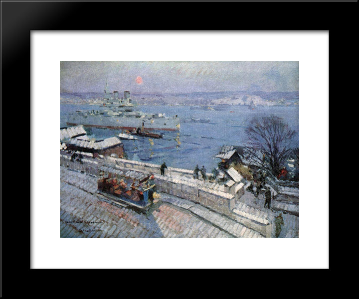 Sevastopol Iin Winter 20x24 Black Modern Wood Framed Art Print Poster by Korovin, Konstantin