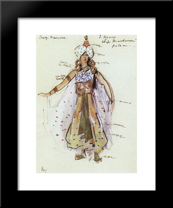Slave Of The Queen Retinue Shemakhan 20x24 Black Modern Wood Framed Art Print Poster by Korovin, Konstantin