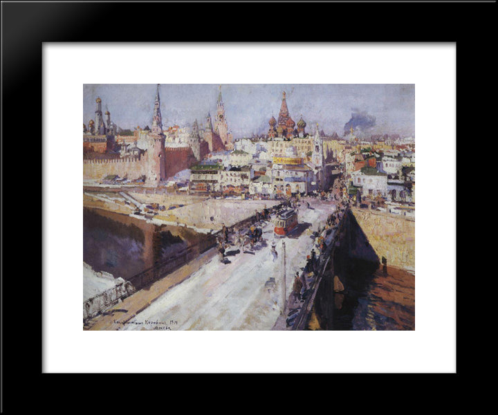 The Moskva River Bridge 20x24 Black Modern Wood Framed Art Print Poster by Korovin, Konstantin