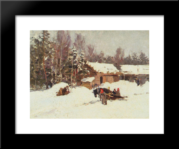 Winter Landscape 20x24 Black Modern Wood Framed Art Print Poster by Korovin, Konstantin