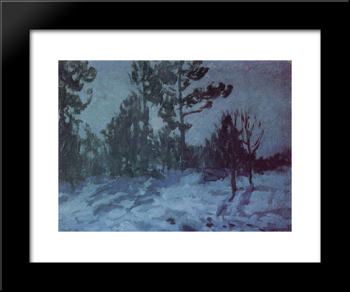 Winter Night 20x24 Black Modern Wood Framed Art Print Poster by Korovin, Konstantin
