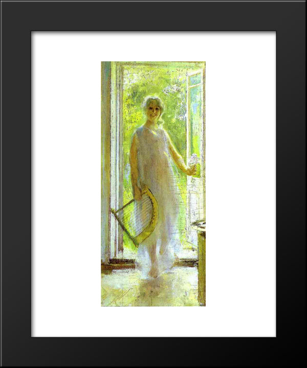Young Woman On The Threshold 20x24 Black Modern Wood Framed Art Print Poster by Korovin, Konstantin