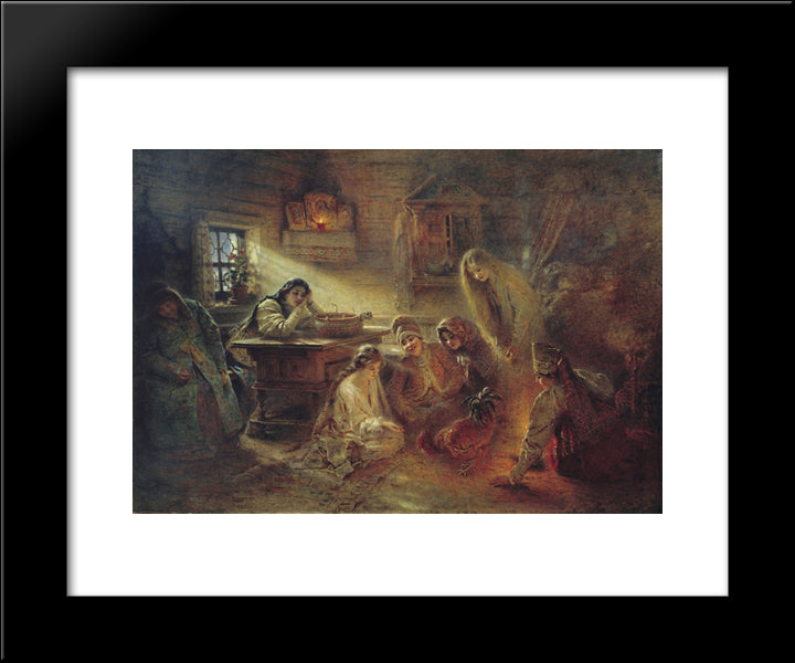 Christmas Fortune Telling 20x24 Black Modern Wood Framed Art Print Poster by Makovsky, Konstantin
