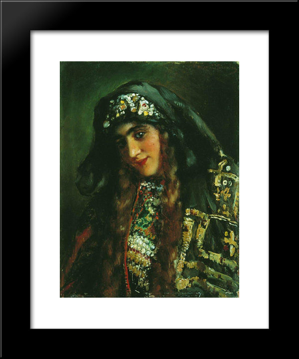 Girl In Oriental Dress 20x24 Black Modern Wood Framed Art Print Poster by Makovsky, Konstantin