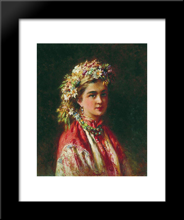 Girl Wering A Crown 20x24 Black Modern Wood Framed Art Print Poster by Makovsky, Konstantin