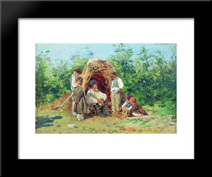 Grandfather Stories 20x24 Black Modern Wood Framed Art Print Poster by Makovsky, Konstantin