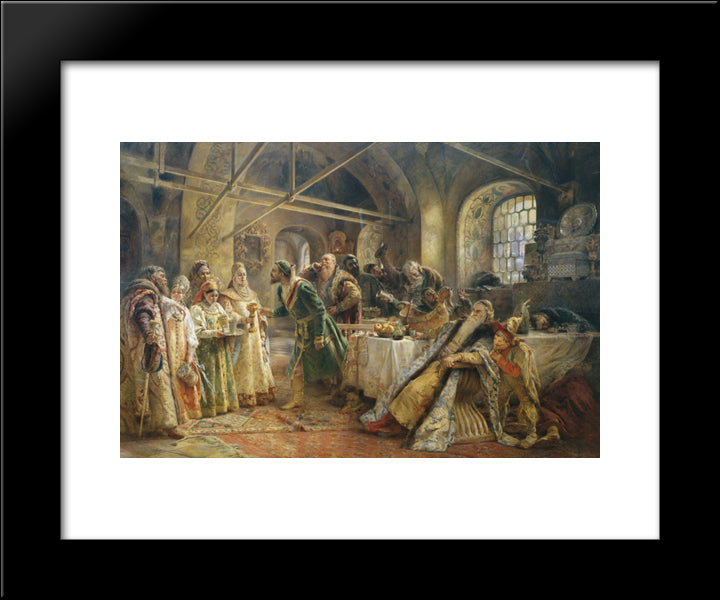 Kissing Ceremony 20x24 Black Modern Wood Framed Art Print Poster by Makovsky, Konstantin