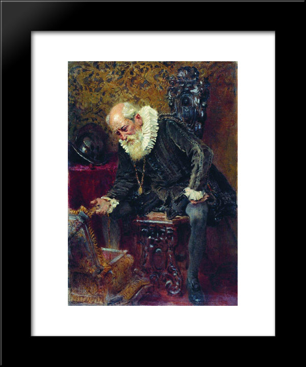 Miserly Knight 20x24 Black Modern Wood Framed Art Print Poster by Makovsky, Konstantin