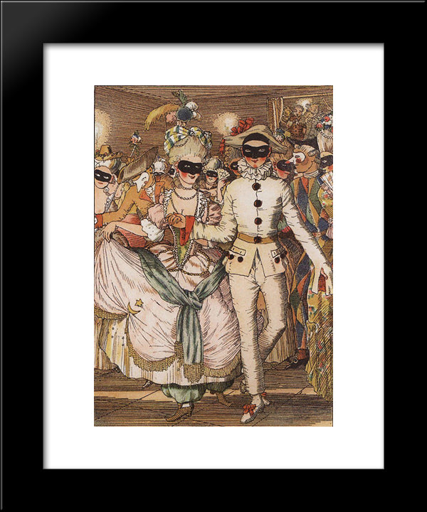 Book Of The Marquise. Illustration 8 20x24 Black Modern Wood Framed Art Print Poster by Somov, Konstantin