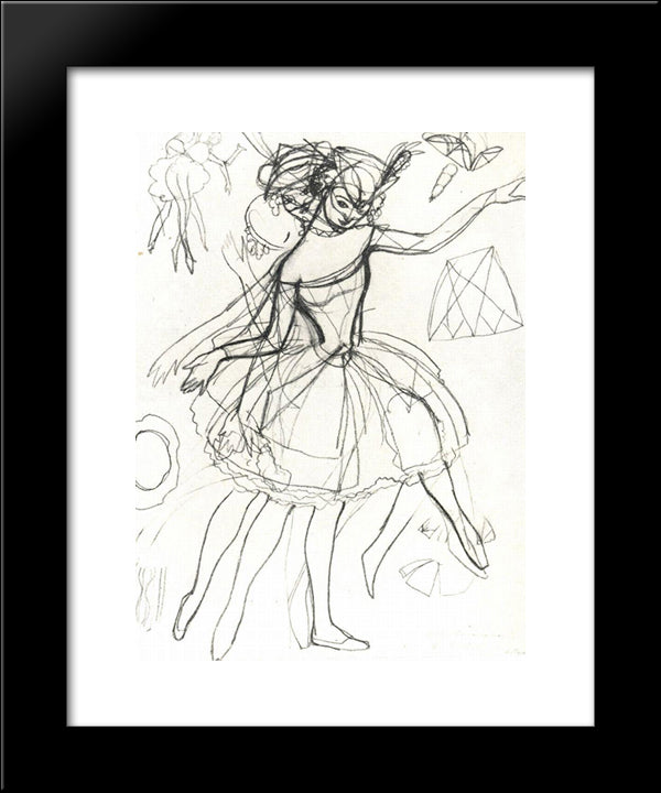 Costume Sketches Of Columbine For Anna Pavlova 20x24 Black Modern Wood Framed Art Print Poster by Somov, Konstantin