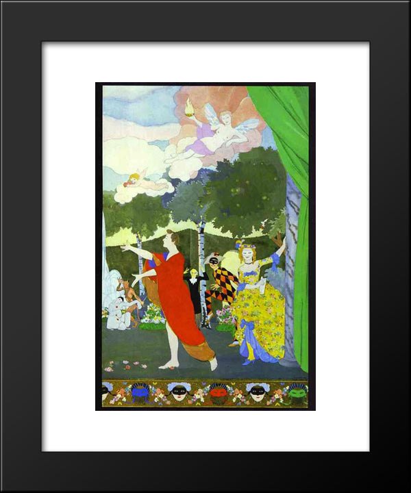 Curtain Design For The 'Free Theatre' In Moscow 20x24 Black Modern Wood Framed Art Print Poster by Somov, Konstantin