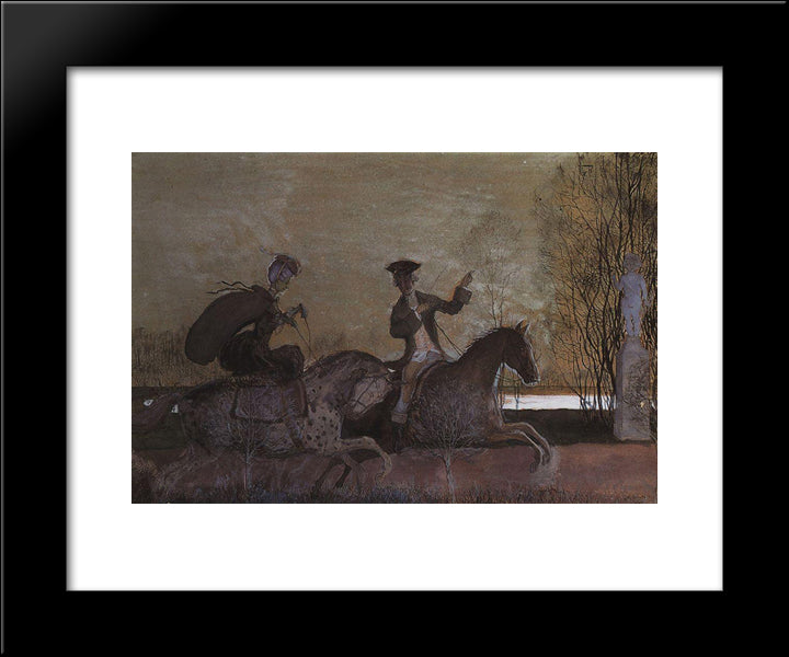 Evening Rides 20x24 Black Modern Wood Framed Art Print Poster by Somov, Konstantin
