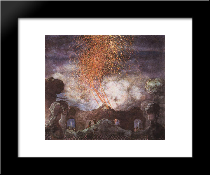 Fireworks 20x24 Black Modern Wood Framed Art Print Poster by Somov, Konstantin