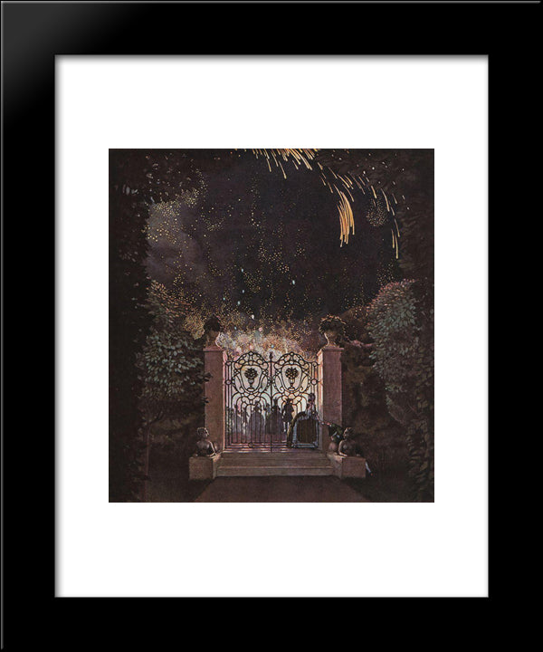 Fireworks In The Park 20x24 Black Modern Wood Framed Art Print Poster by Somov, Konstantin