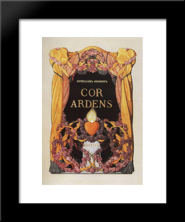 Frontispiece To The Book Of Poems V. Ivanov 'Cor Ardens' 20x24 Black Modern Wood Framed Art Print Poster by Somov, Konstantin