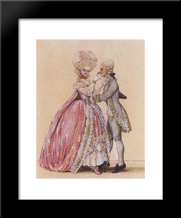 How Dressed In The Old Days (Lady And Cavalier) 20x24 Black Modern Wood Framed Art Print Poster by Somov, Konstantin