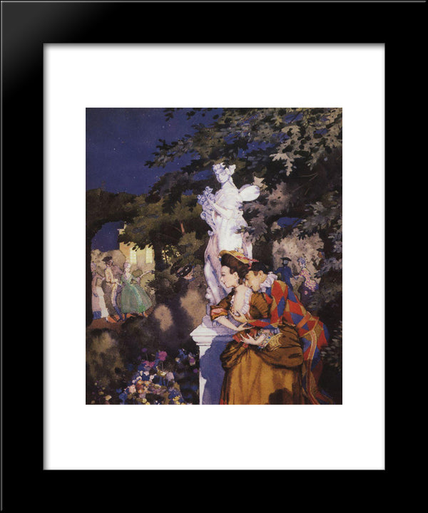 In Love With Harlequin 20x24 Black Modern Wood Framed Art Print Poster by Somov, Konstantin