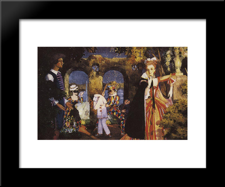 Italian Comedy 2 20x24 Black Modern Wood Framed Art Print Poster by Somov, Konstantin