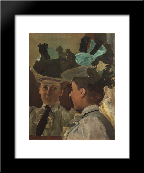 Lady At The Mirror 20x24 Black Modern Wood Framed Art Print Poster by Somov, Konstantin