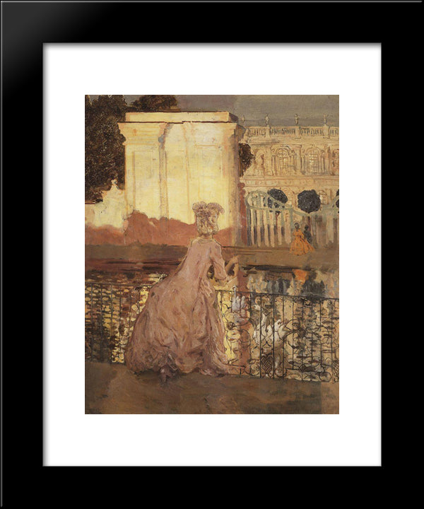 Lady By The Pool 20x24 Black Modern Wood Framed Art Print Poster by Somov, Konstantin