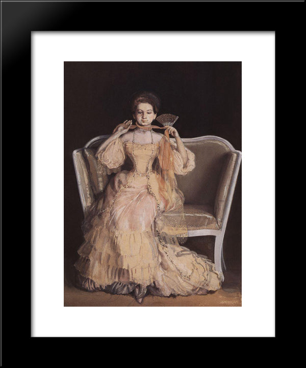 Lady In Pink 20x24 Black Modern Wood Framed Art Print Poster by Somov, Konstantin