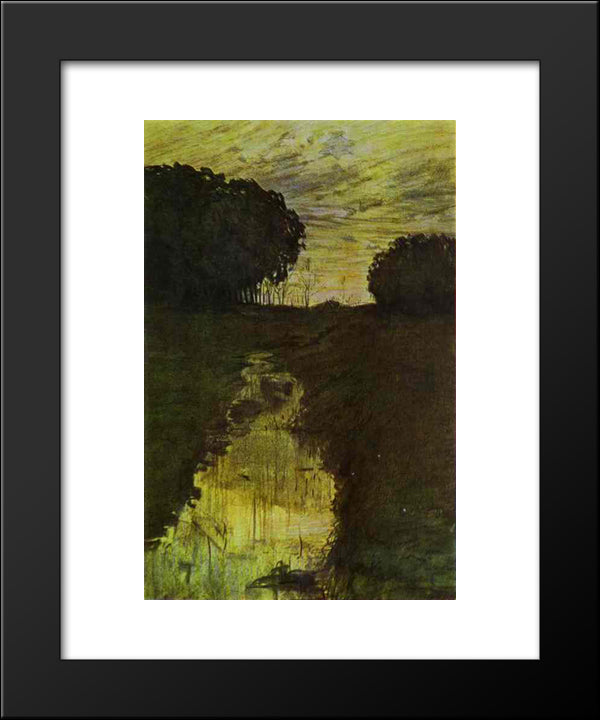 Landscape In The Evening. Martyshkino 20x24 Black Modern Wood Framed Art Print Poster by Somov, Konstantin