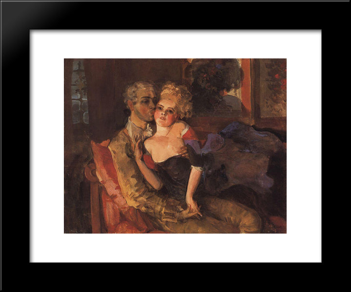 Lovers. Evening 20x24 Black Modern Wood Framed Art Print Poster by Somov, Konstantin