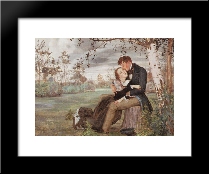 Lovers 20x24 Black Modern Wood Framed Art Print Poster by Somov, Konstantin