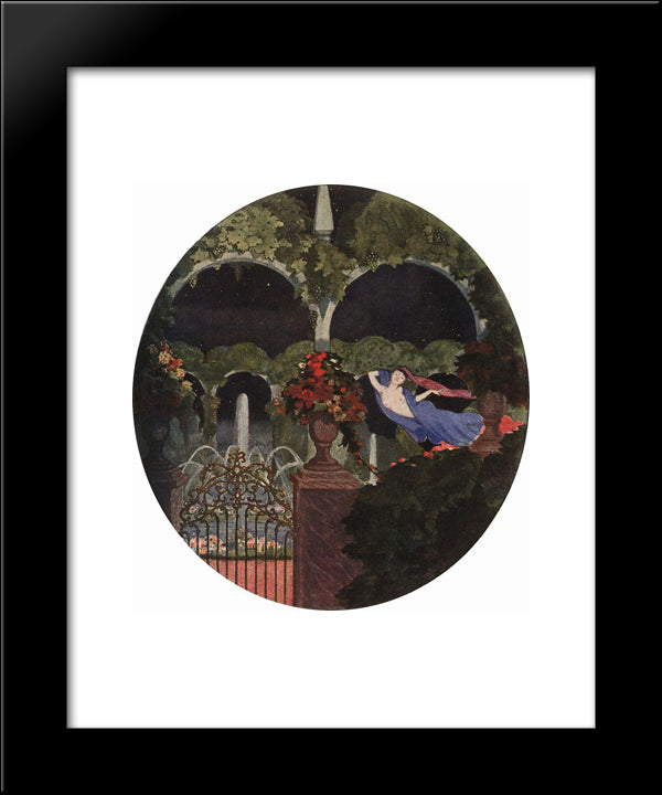 Magic Garden (Night Vision) 20x24 Black Modern Wood Framed Art Print Poster by Somov, Konstantin