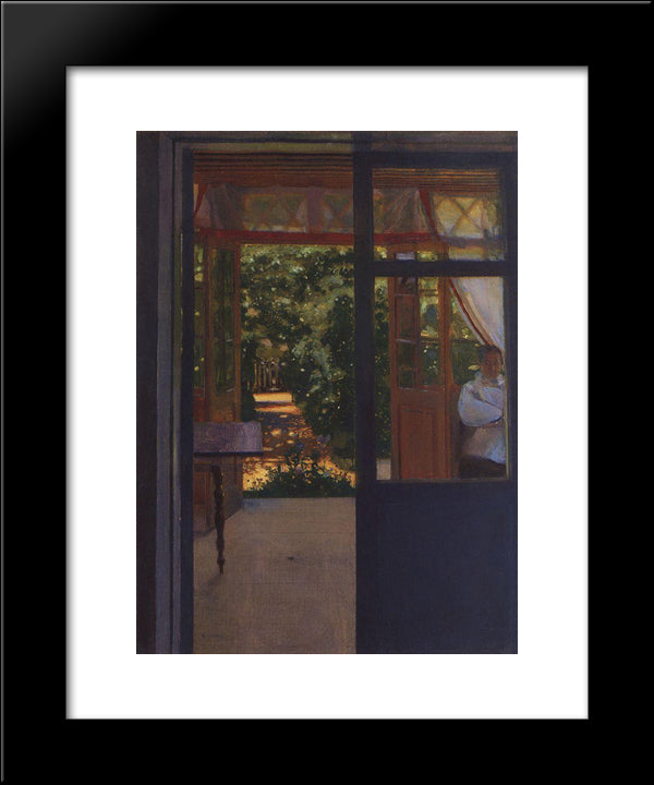 On The Balcony 20x24 Black Modern Wood Framed Art Print Poster by Somov, Konstantin