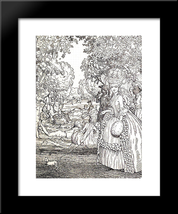 Picnic. Illustration To The Book Of The Marquise 20x24 Black Modern Wood Framed Art Print Poster by Somov, Konstantin