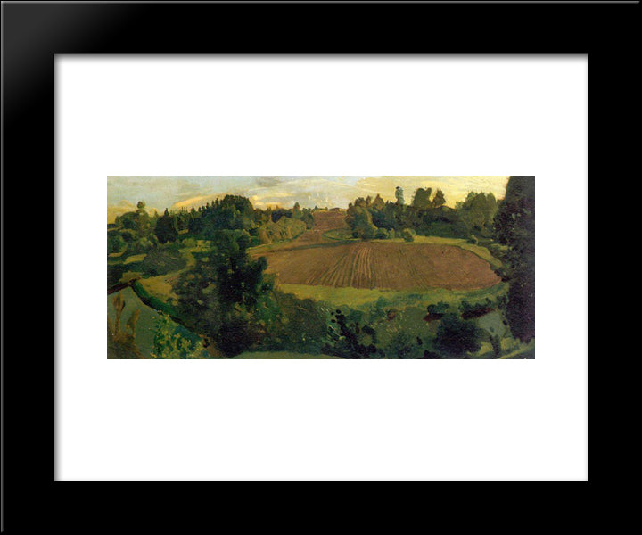 Ploughland 20x24 Black Modern Wood Framed Art Print Poster by Somov, Konstantin