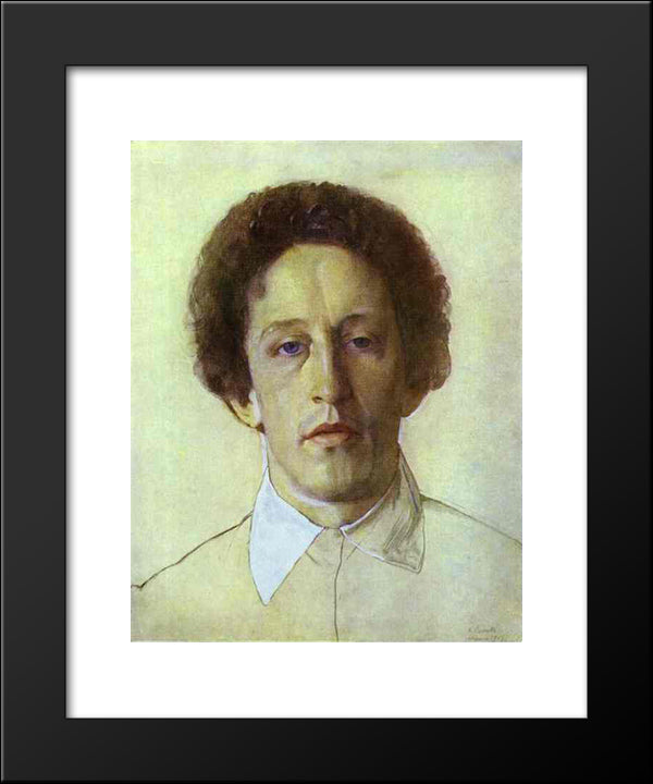 Portrait Of Aleksandr Blok 20x24 Black Modern Wood Framed Art Print Poster by Somov, Konstantin
