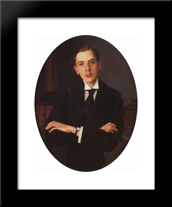 Portrait Of E. Mihaylov 20x24 Black Modern Wood Framed Art Print Poster by Somov, Konstantin