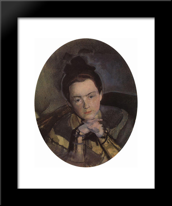 Portrait Of E. Ostroumova 20x24 Black Modern Wood Framed Art Print Poster by Somov, Konstantin