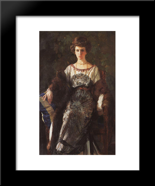 Portrait Of Ewfimia Nosova 20x24 Black Modern Wood Framed Art Print Poster by Somov, Konstantin