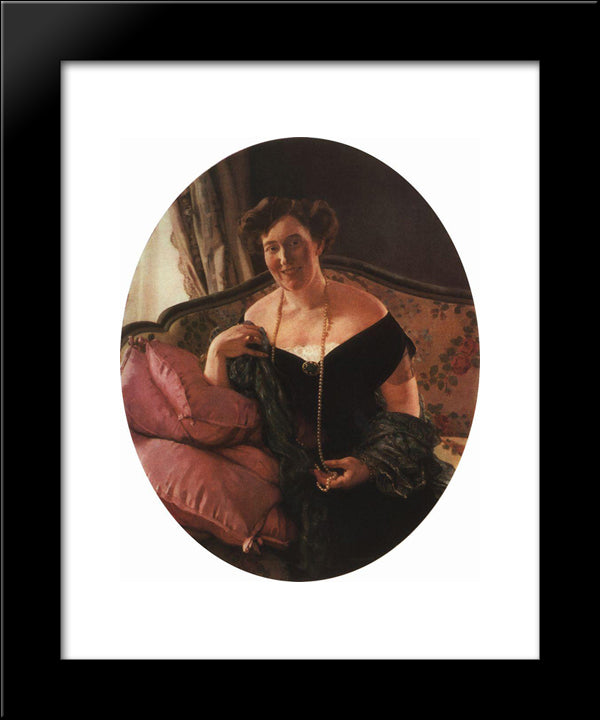 Portrait Of M. Karpova 20x24 Black Modern Wood Framed Art Print Poster by Somov, Konstantin