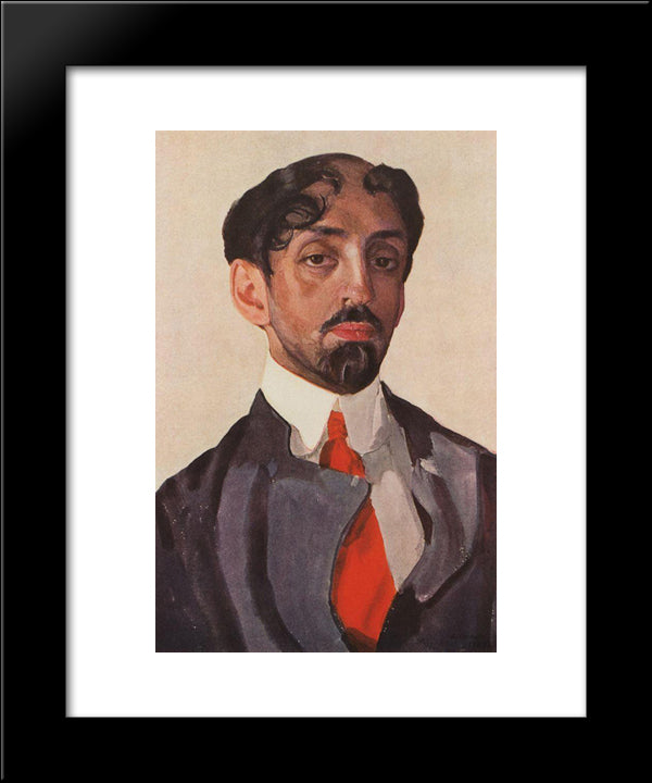 Portrait Of Mikhail Kuzmin 20x24 Black Modern Wood Framed Art Print Poster by Somov, Konstantin