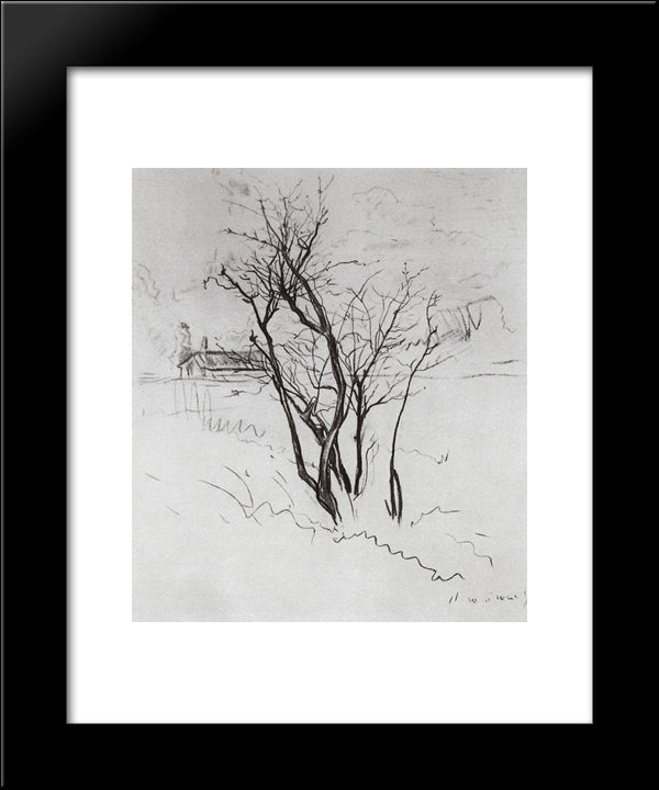 The Tree In The Field 20x24 Black Modern Wood Framed Art Print Poster by Somov, Konstantin