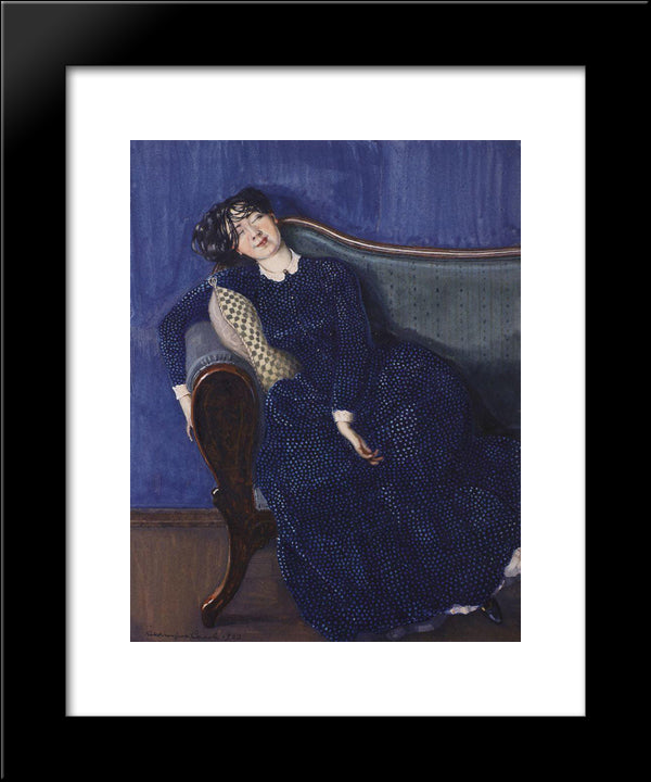 Young Woman. Asleep 20x24 Black Modern Wood Framed Art Print Poster by Somov, Konstantin