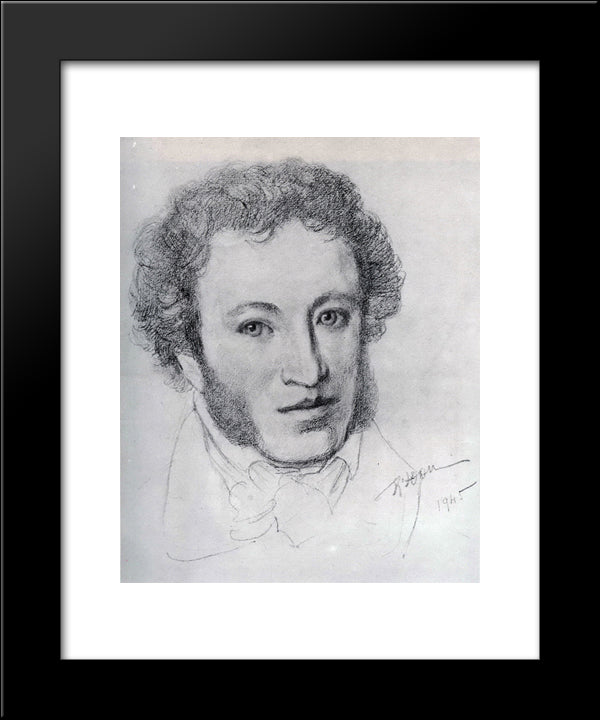 A.S. Pushkin 20x24 Black Modern Wood Framed Art Print Poster by Yuon, Konstantin