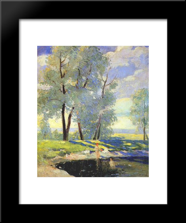 Bathing 20x24 Black Modern Wood Framed Art Print Poster by Yuon, Konstantin