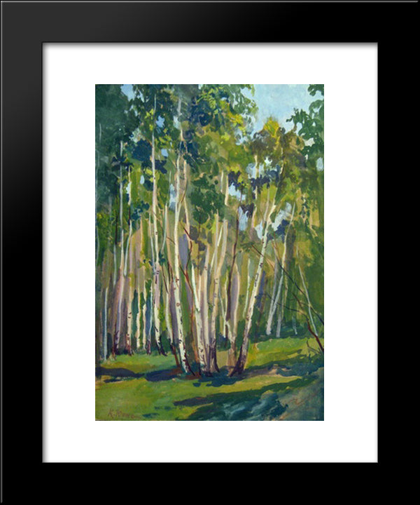 Birches At Noon 20x24 Black Modern Wood Framed Art Print Poster by Yuon, Konstantin