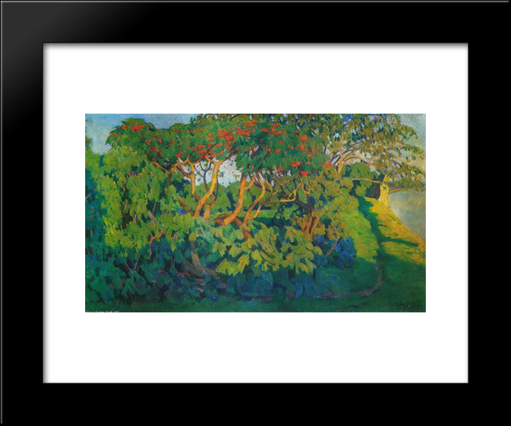 Elderberry Bush. Decorative Landscape. Pskov 20x24 Black Modern Wood Framed Art Print Poster by Yuon, Konstantin