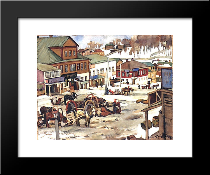 In The Monastery Tenements. Near Troitse - Sergiyev 20x24 Black Modern Wood Framed Art Print Poster by Yuon, Konstantin