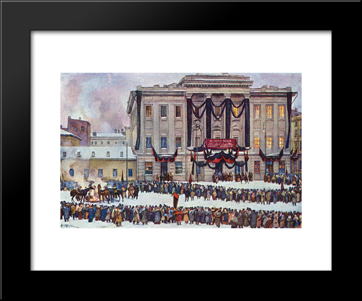 In Those Days. At The House Of Unions In The Days Of Lenin'S Funeral 20x24 Black Modern Wood Framed Art Print Poster by Yuon, Konstantin