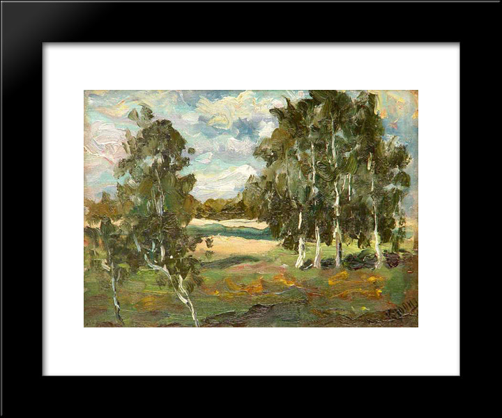 Landscape With Birches 20x24 Black Modern Wood Framed Art Print Poster by Yuon, Konstantin